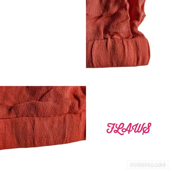 Lulumari Coral Orange Cropped Boho Smocked Off Shoulder Top sz S - Picture 7 of 11